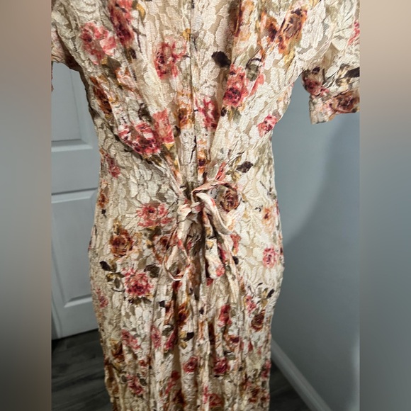 Vintage SHEER LACE Romantic Floral Cottagecore Fairy Victorian Festival Dress - Picture 11 of 11